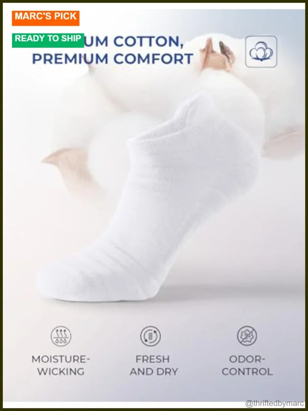 6 Pack Athletic Running Ankle Socks Cotton Low Cut Cushioned Anti-Blister